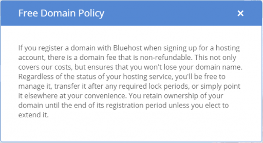 Bluehost domain free