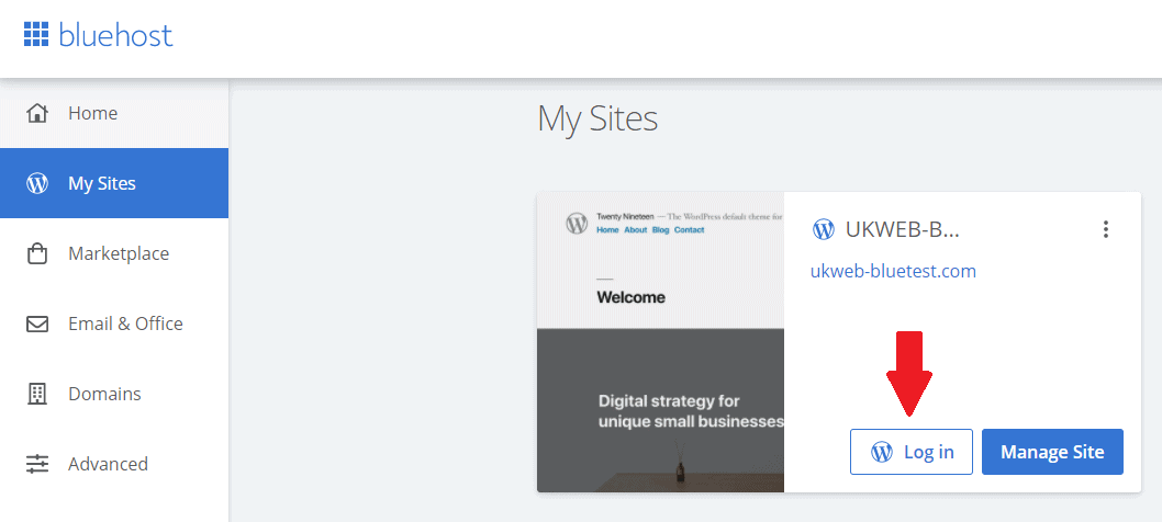 how to login to wordpress via bluehost