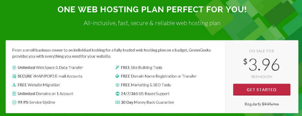 GreenGeeks Unlimited Web Hosting Plan