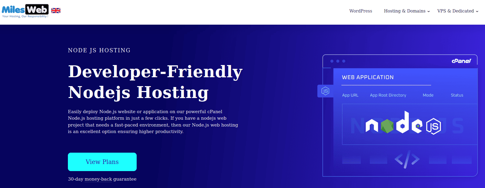 MilesWeb Node.js Hosting