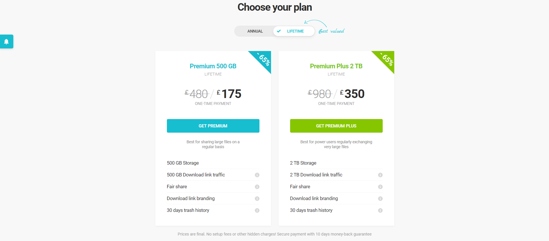 pcloud pricing