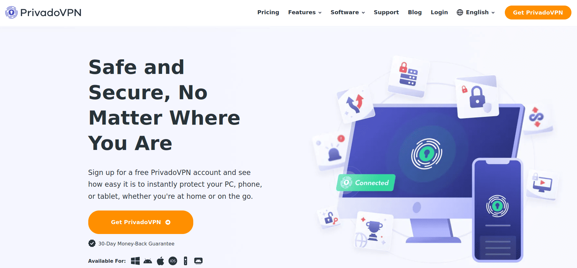 PrivadoVPN Homepage