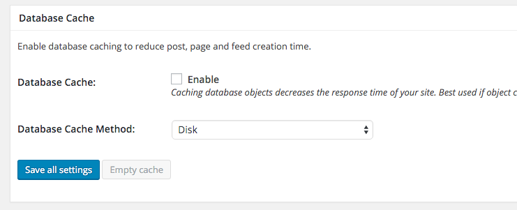 W3 Database Cache on WordPress