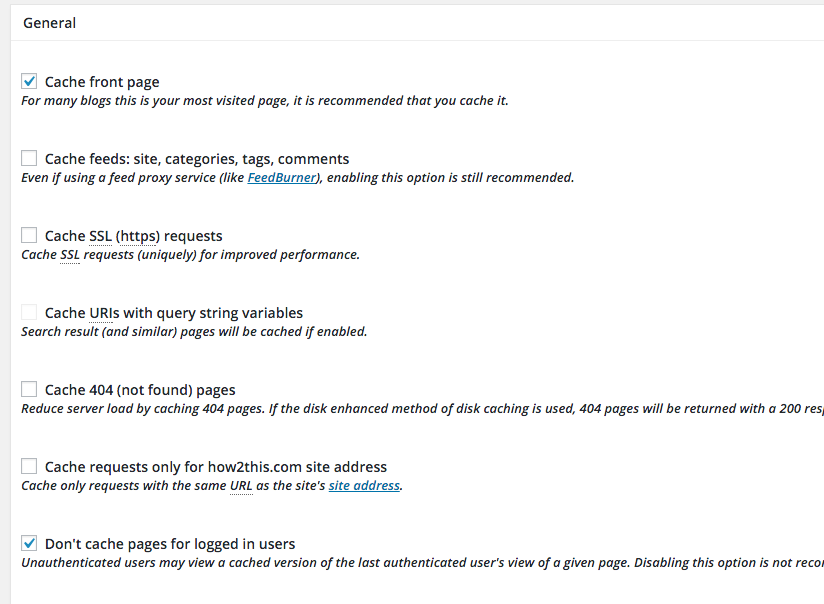 W3 Individual Cache Settings