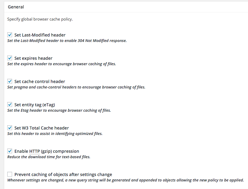 W3 Total Cache Settings