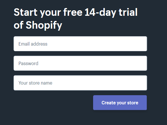 Shopify sign up test